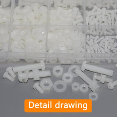 500 Pcs White Nylon Plastic Pan round Head Screws Bolts and Nuts and Gaskets