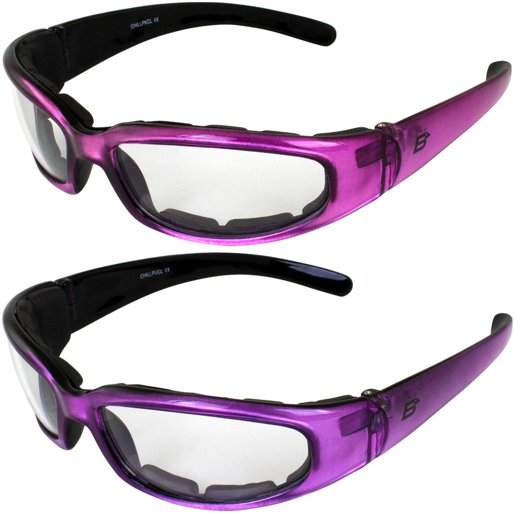2 Pairs Birdz Eyewear Foam Padded Sunglasses Pink & Purple Frames Clear Lenses
