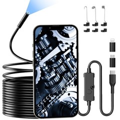 16.4ft Endoscope Camera with Light, 1920P HD Borescope Camera with 8 LED Lights