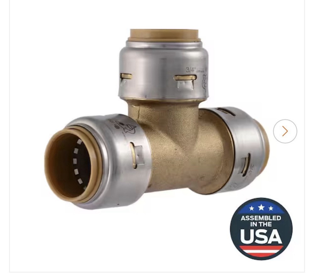SharkBite MAX UR370A, 3/4-in. x 3/4-in. x 3/4-in. Push-to-Connect TEE Fitting