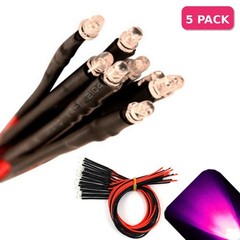 5 x Pre wired 6v 3mm Pink LEDs Prewired 6 volt DC LED Light RC Prop Boat 4v 5v