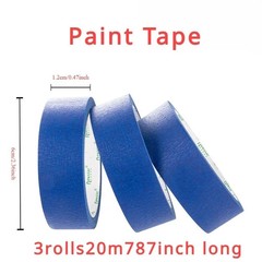 3 Rolls Blue Painter’s Tape 2 Inch x 60 Yards 5.5 Mil Masking Tape Clean Removal