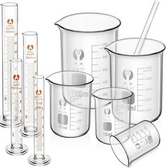 10 Pack Glass Lab Pyrex Beaker Set Measuring Cup 50/100/250/500/1000 ML