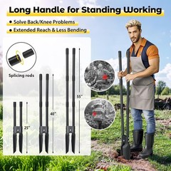 Post Hole Digger Tool, Heavy Duty Post Hole Digger with 55 Inch Handle, Dual Sha