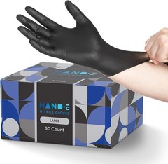 Black Nitrile Black Disposable Gloves Large, 200 Count – BBQ, Tattoo, Hair Dye,
