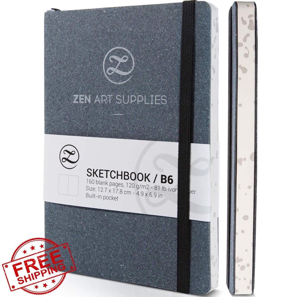 ZenART Sketchbook B6 Gray Leather 5″x7″ 120gsm