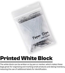 1000/PCS White Block 3″x5″ Clear Reclosable Seal Bag Plastic Zip Lock Bags 4Mil