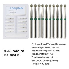 Dental Round Diamond Bur Long Surgical Diamond Bur FG High Speed Coarse Fine 801