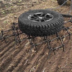 4FT X 4FT Heavy Duty Drag Harrow 3/8in Tines Chain for ATV UTV Leveling Grading