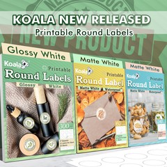 Koala Printable Round Label 2 Inch Waterproof Round Sticker Paper Inkjet Laser