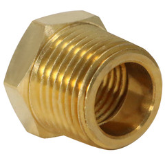 1) 3/8″ MALE X FEMALE 1/4″ NPT PIPE THREAD HEX REDUCER BUSHING – LEAD FREE BRASS