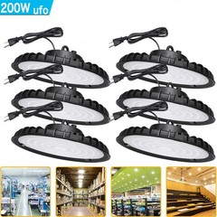 6Pack 200W UFO High Bay Light Industrial Warehouse Commercial Factory Shop Light