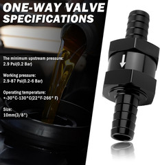 3/8″ Fuel One Way Valve Aluminium Alloy,Fuel Line Check Valve with Flow