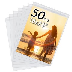50 Pk Acid-Free Clear Sleeves Storage Bags for 18×24 Art Prints Photos Mats