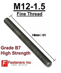 M12-1.5 X 1 METER (3′) B7 High Strength Hardened Threaded Rod All Thread Plain