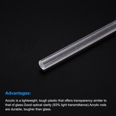 20 x Acrylic Round Rod 3mm Dia 12″ L Clear Solid Plastic Bar Stick Dowel Rods