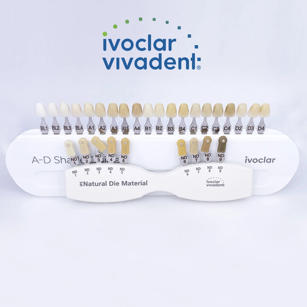 Ivoclar Vivadent Dental Shade Guide A-D 20 IPS or Natural Die ND1-9 Bleach Teeth