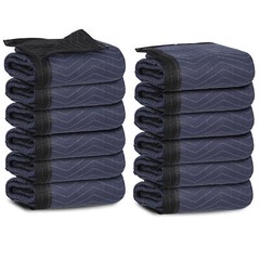 24 Pack Moving Blankets 72″x80″ Heavy Duty Packing Blankets Furniture Dark Blue