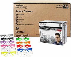 Crystal Clear Lens Color Temple Safety Glasses (Pack of 144)