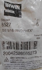 Pack of 5 IRWIN HANSON 6527 Hex Thread Die High Carbon Steel RH 5/16-18 NC1
