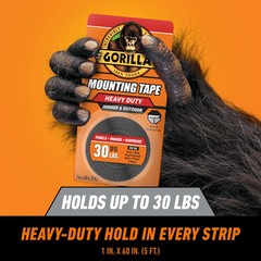 Gorilla Heavy Duty Double Sided Mounting Tape, 1″ x 60″, Black