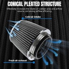 Universal Clamp-On Air Intake Filter, 76 89 102MM (3/3.5/4in) Hi Color: Silver