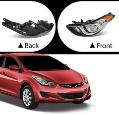 Pair Headlamps Hyundai Elantra Sedan 2011-2013 Clear Lens Chrome Amber HY2503161