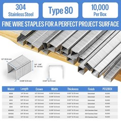 Meite 21GA 1/2 Inch Crown Stainless Steel Upholstery Staples 8016B (10,000 PCS)