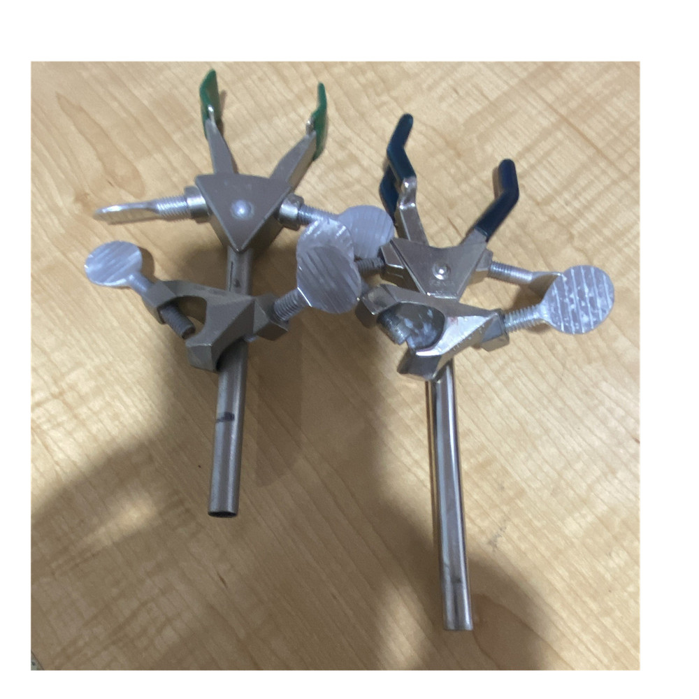 Lot of 2 Physical Laboratory Utility Lab Clamps w/ Thumb Screws, Rubber Jaws