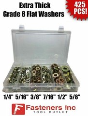 (Choose Size) Extra Thick Flat Washers SAE Grade 8 Hardened Washers Mil-Carb