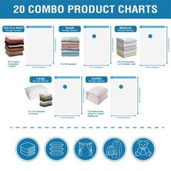 Vacuum Storage Bags for Travel, 20 Pack Compression Bags with Hand Pump