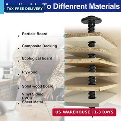 170 Pcs #8 Black Wood Screws Assortment Kit, Pan Head Self Tapping Screws, 6 Siz