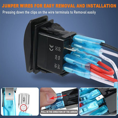 Waterproof Rocker Switch Toggle On-Off-On 12V/20A 24V/10A 7Pin DPDT Red LED Ligh