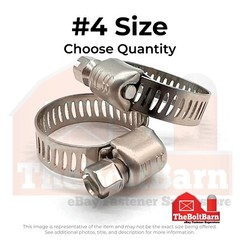 #4 Micro Worm Gear Hose Clamps w/ 1/4″ Slotted Screw Stainless (Choose Qty)