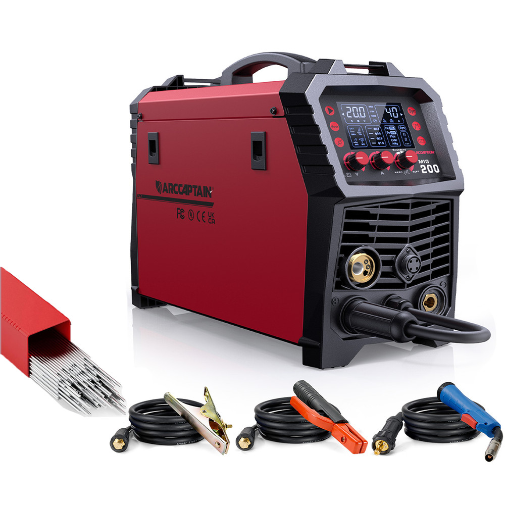 ARCCAPTAIN 200A MIG Welder 6 in 1 Gas/Gasless Flux Core/Stick/TIG & Welding Rod