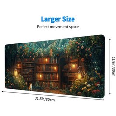 Forest Library Desk Mat Secret Garden 31.5L x 11.8W inches,