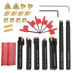 Indexable Lathe Turning Tool 21Pcs Kit 1/2” 12mm Shank 7Pcs Carbide Turning …