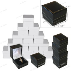 48pc Ring Jewelry Boxes Wholesale Jewelry Ring Boxes Faux Leather Black Gift Box
