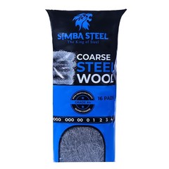 16 Pads Steel Wool Grade # 4 Super Coarse Grade for Tough Cleaning, Mice Control
