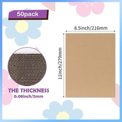 Corrugated Cardboard Sheets 50 Pack 8.5 x 11 Inches, Flat Shipping Inserts for