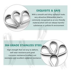 PHITUODA M5 Stainless Steel Thimble for 5/32″ – 3/16″ Dia Wire Rope Cable Thi…