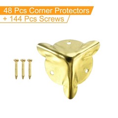 18x18x18mm Metal Box Corner Protectors Edge Guard Iron Gold Tone 48pcs