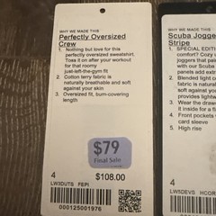 Lululemon Store Tags Only JUST THE TAGS Small XS Lot Of 8 Sizes 4 & 6 Pants Bras