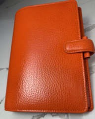 Rare HTF Filofax Orange Leather Finsbury Personal Organizer Planner 7.5″Ht 5.25W