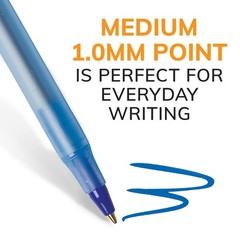 Bic Round Stic Xtra Life Blue Ballpoint Pens 10 Count Bulk Pack 1.0Mm Medium …