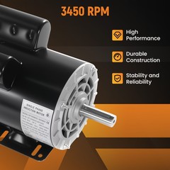 5 HP Compressor Duty Electric Motor 1 Phase 3450 RPM 56HZ Frame 7/8″ Shaft 230V