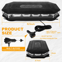 16.5 Inch Roof Top Beacon Emergency Strobe Light 56 LED Magnetic Warning Caution