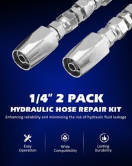 2 Hydraulic Hose Repair Kits – 1/4 ID 2-Wire Hose Reusable Field Repair Fitting