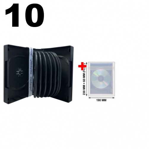 10 Black 16 Disc DVD Cases & 100 OPP Bags