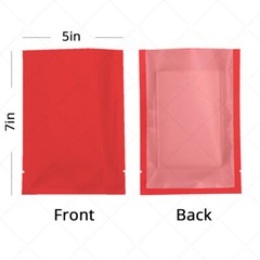 5x7in Matte Red Foil Mylar Flat Open Top Pouch Bag w/ Clear Back & Machine